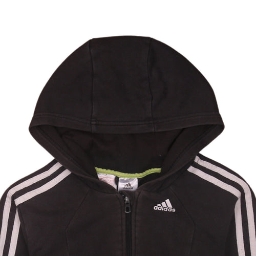 Adidas Boys Black Full Zip Hoodie Size 11-12 Years Sportswear