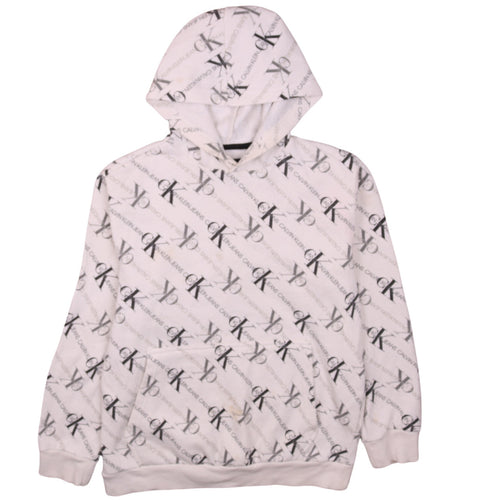 Calvin Klein Jeans Womens Beige Logo Pullover Hoodie Size L
