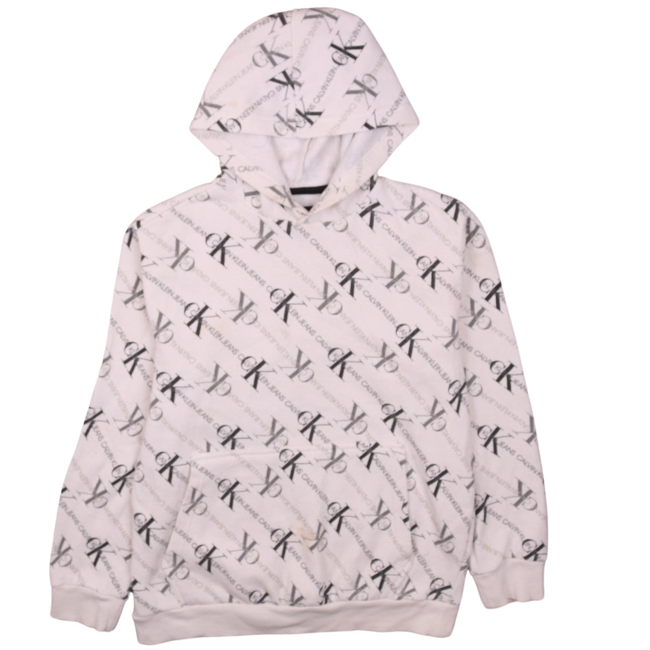 Calvin Klein Jeans Womens Beige Logo Pullover Hoodie Size L
