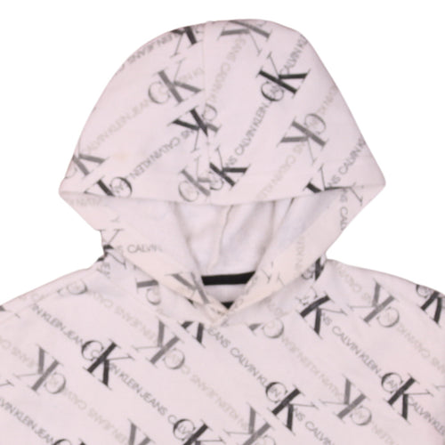 Calvin Klein Jeans Womens Beige Logo Pullover Hoodie Size L