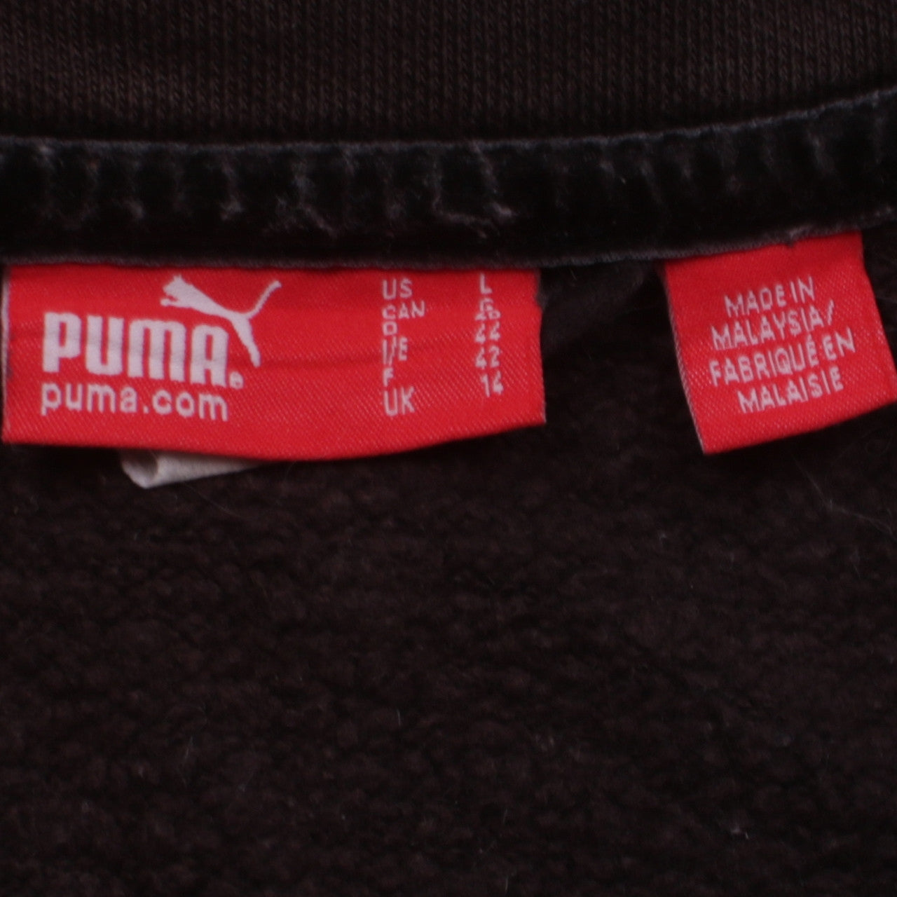 Puma Womens Black Full Zip Hoodie Sweatshirt UK 14 L Logo Cotton Blend