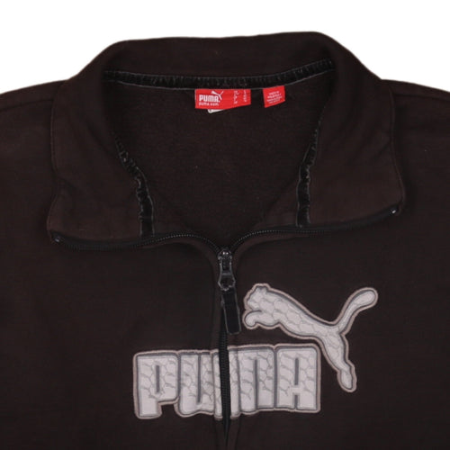 Puma Womens Black Full Zip Hoodie Sweatshirt UK 14 L Logo Cotton Blend