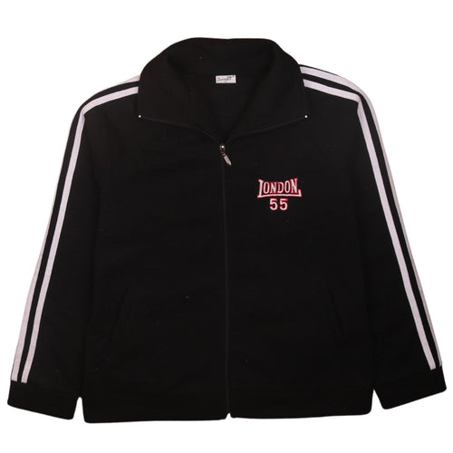 Donna10 Womens Black Full Zip Sweatshirt XL London 55 Embroidered Top