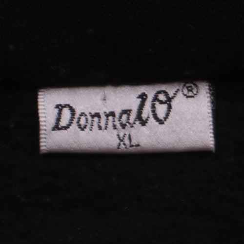 Donna10 Womens Black Full Zip Sweatshirt XL London 55 Embroidered Top