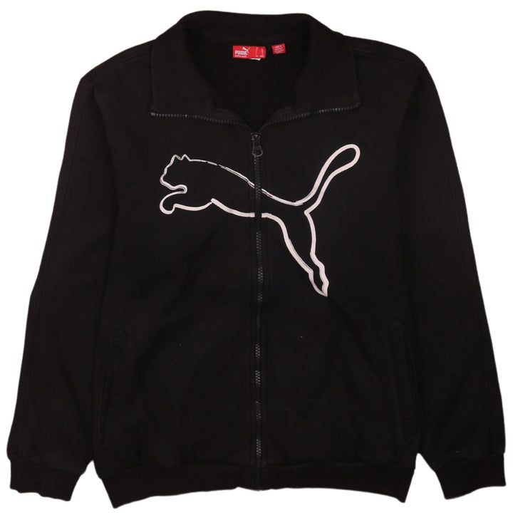 Puma Boys Black Full Zip Hoodie Size 12 Large Logo Sweatshirt