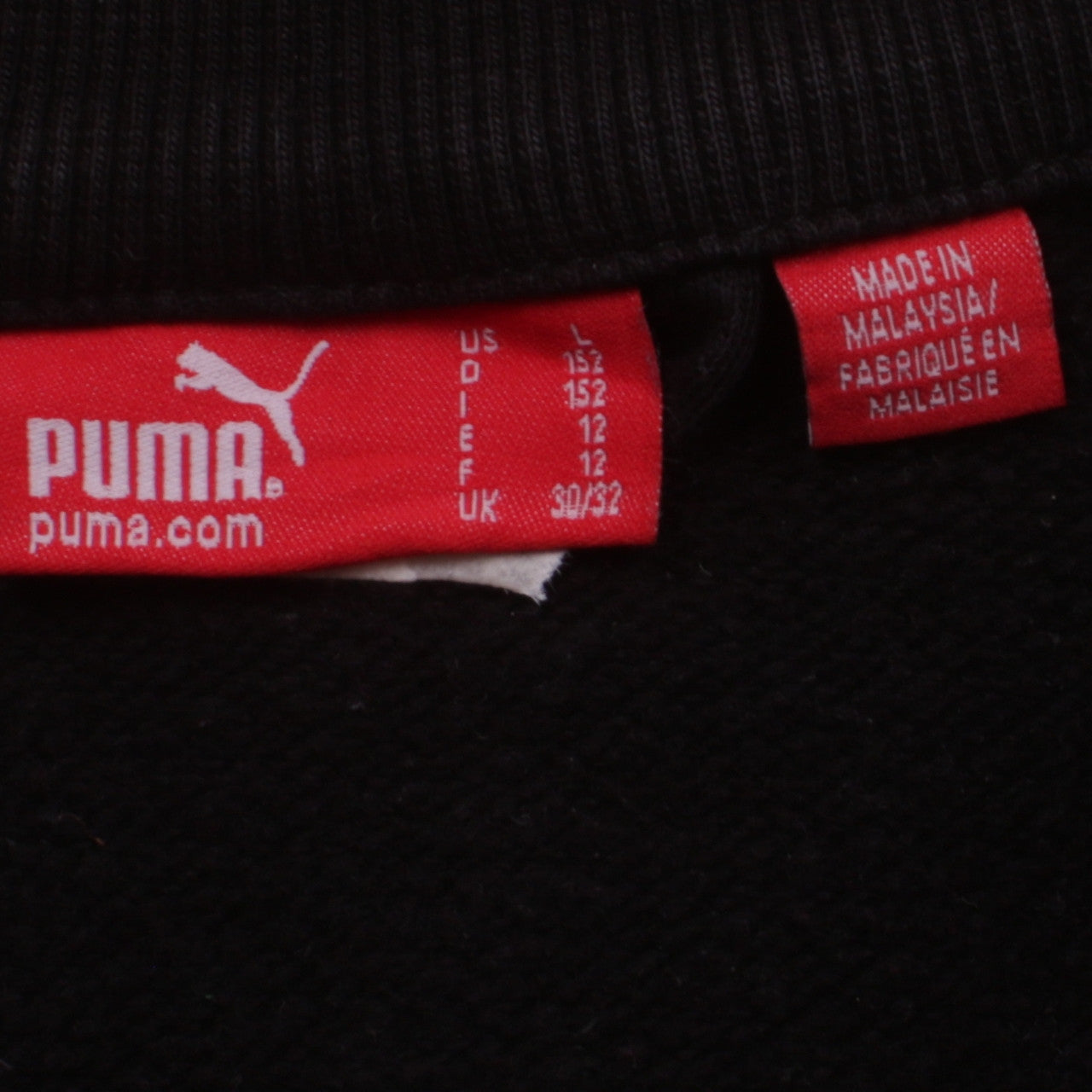 Puma Boys Black Full Zip Hoodie Size 12 Large Logo Sweatshirt