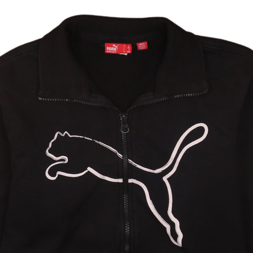 Puma Boys Black Full Zip Hoodie Size 12 Large Logo Sweatshirt