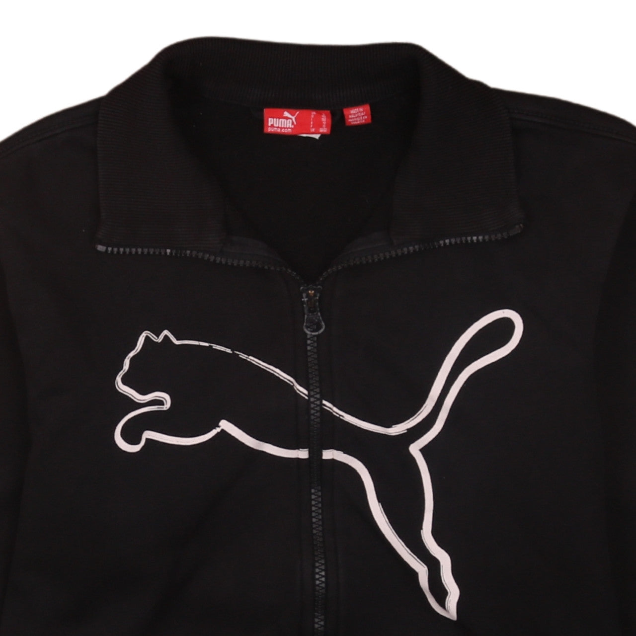 Puma Boys Black Full Zip Hoodie Size 12 Large Logo Sweatshirt