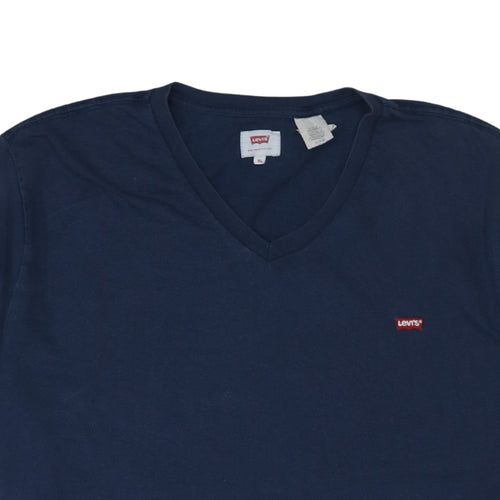 Levi's Men's Blue V-Neck Cotton T-Shirt XL Short Sleeve