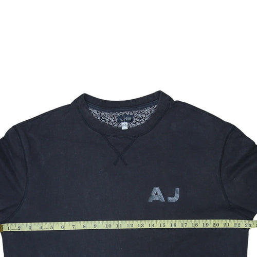 Armani Jeans Men's Black XL Crew Neck Logo Pullover Sweatshirt