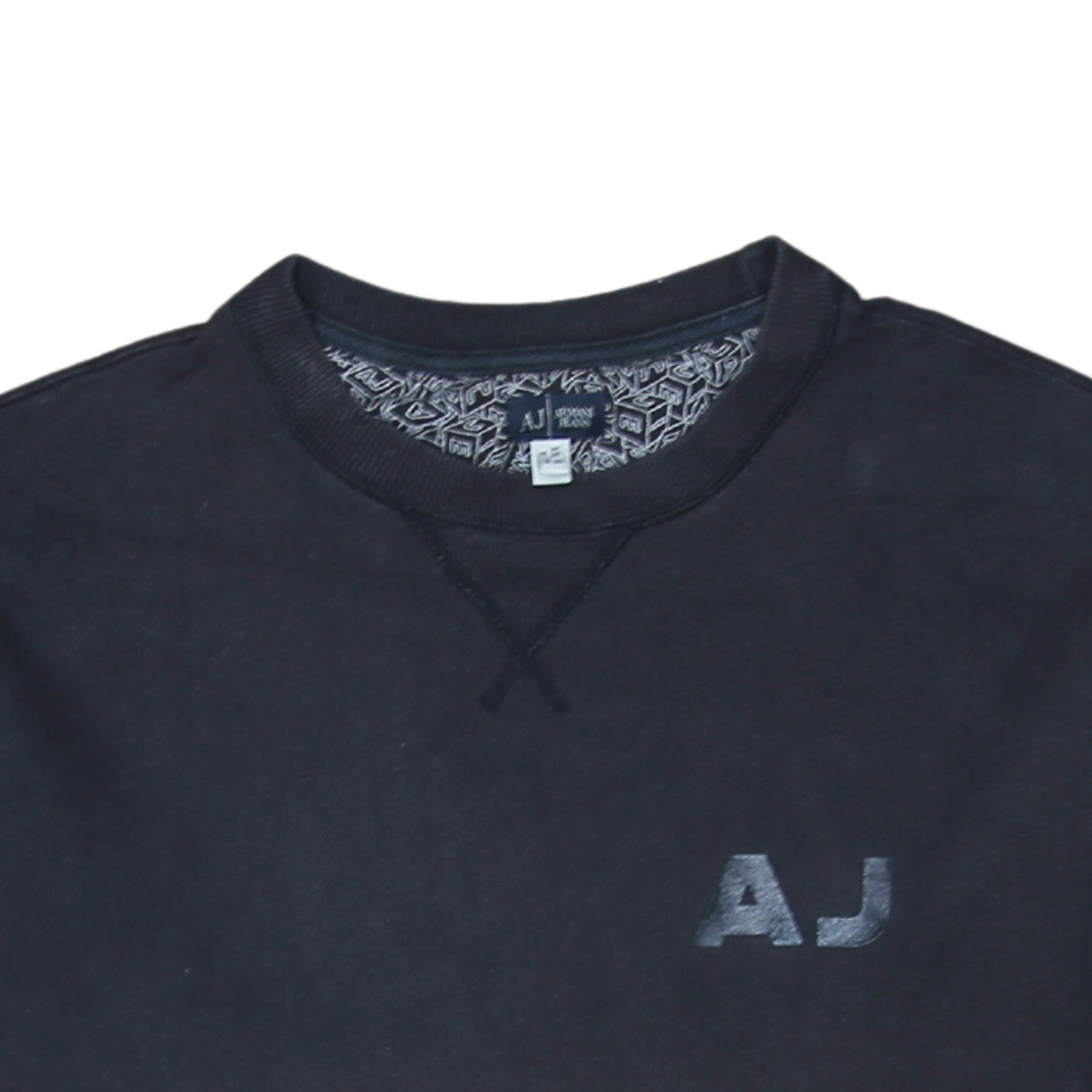 Armani Jeans Men's Black XL Crew Neck Logo Pullover Sweatshirt