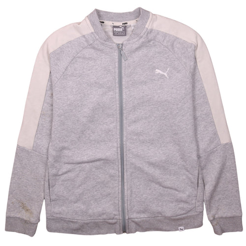 Puma Men's Grey Full Zip Sweatshirt L Logo Track Top