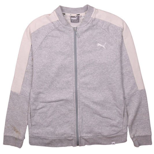 Puma Men's Grey Full Zip Sweatshirt L Logo Track Top