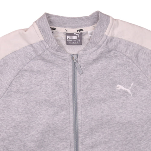 Puma Men's Grey Full Zip Sweatshirt L Logo Track Top