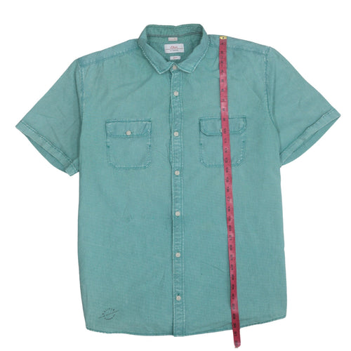 s.Oliver Men's Green Slim Fit Short Sleeve Button-Up Casual Shirt XXL