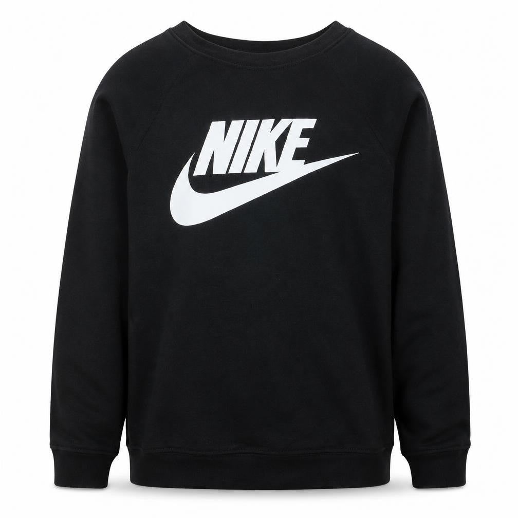 Front view of Nike Men's Black XS Pullover Sweatshirt Crew Neck Logo Print