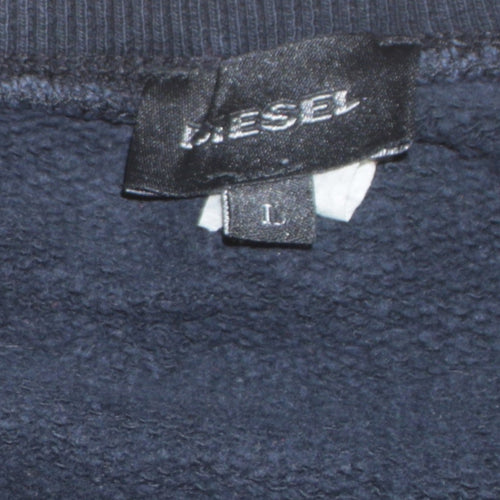 Diesel Mens Blue Crew Neck Logo Embroidered Sweatshirt L