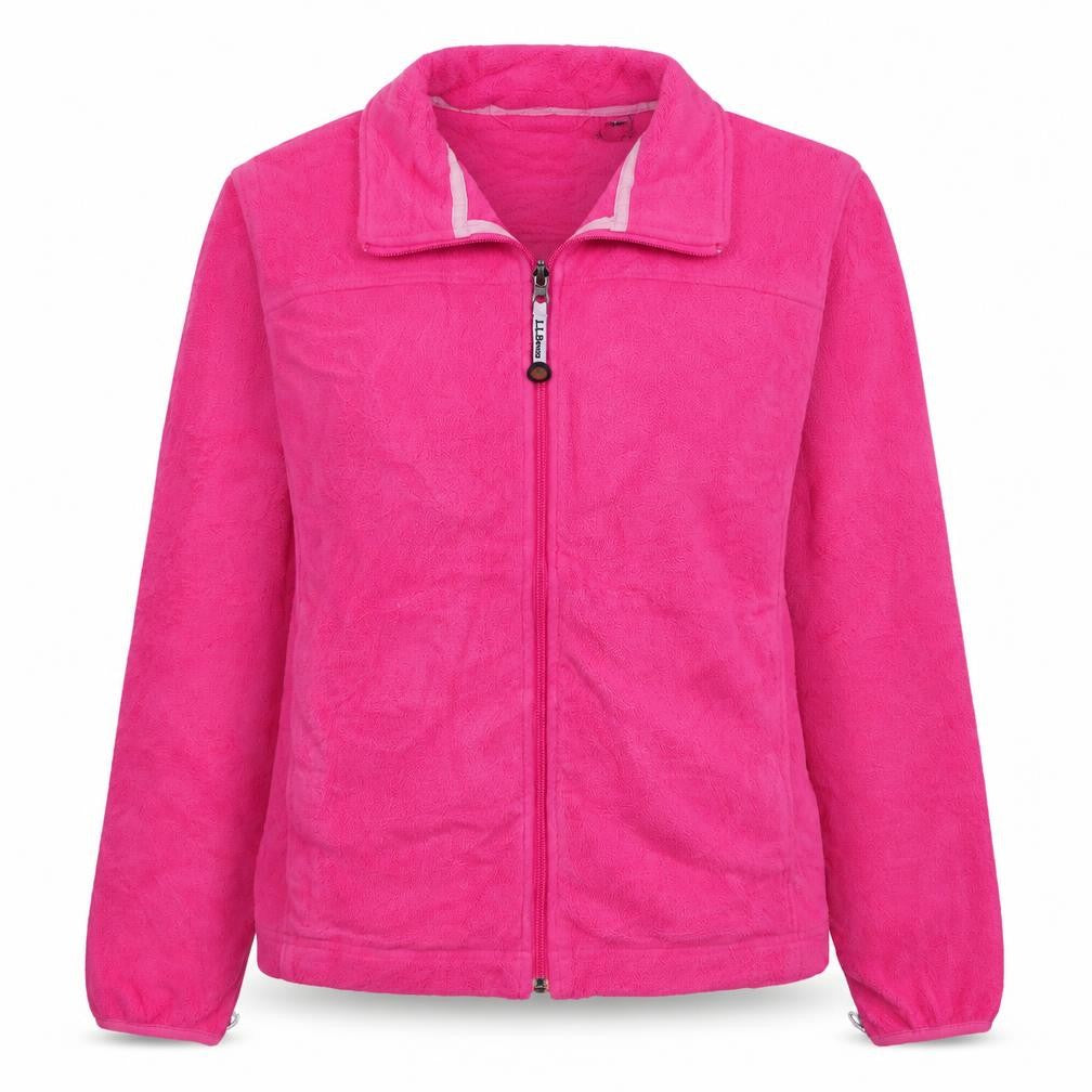Front view of L.L.Bean Women's Pink Fleece Full Zip Jacket, size L, Regular