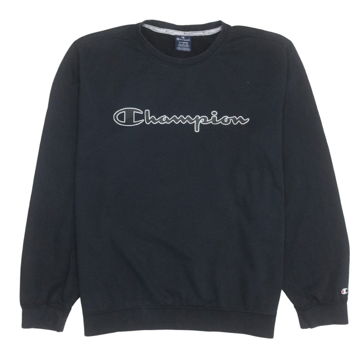 Champion Men's Black XL Pullover Crew Neck Logo Sweatshirt