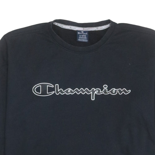 Champion Men's Black XL Pullover Crew Neck Logo Sweatshirt