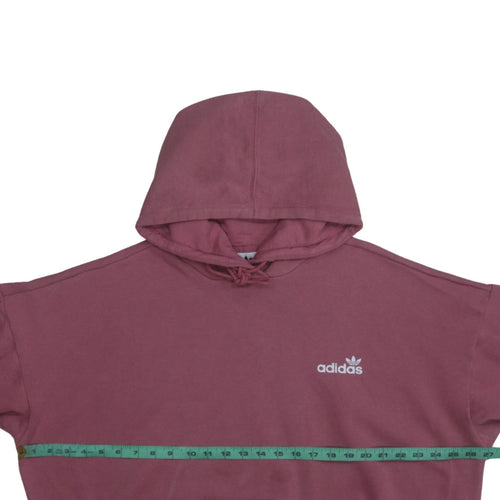 Adidas Womens Pink Hooded Pullover Hoodie Size 16 Logo Print Cotton