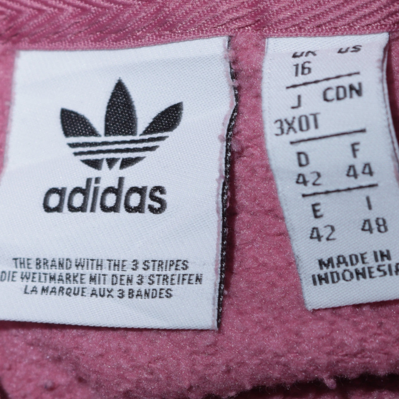 Adidas Womens Pink Hooded Pullover Hoodie Size 16 Logo Print Cotton