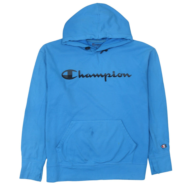 Champion Men's Blue Pullover Hoodie L Regular Fit Logo