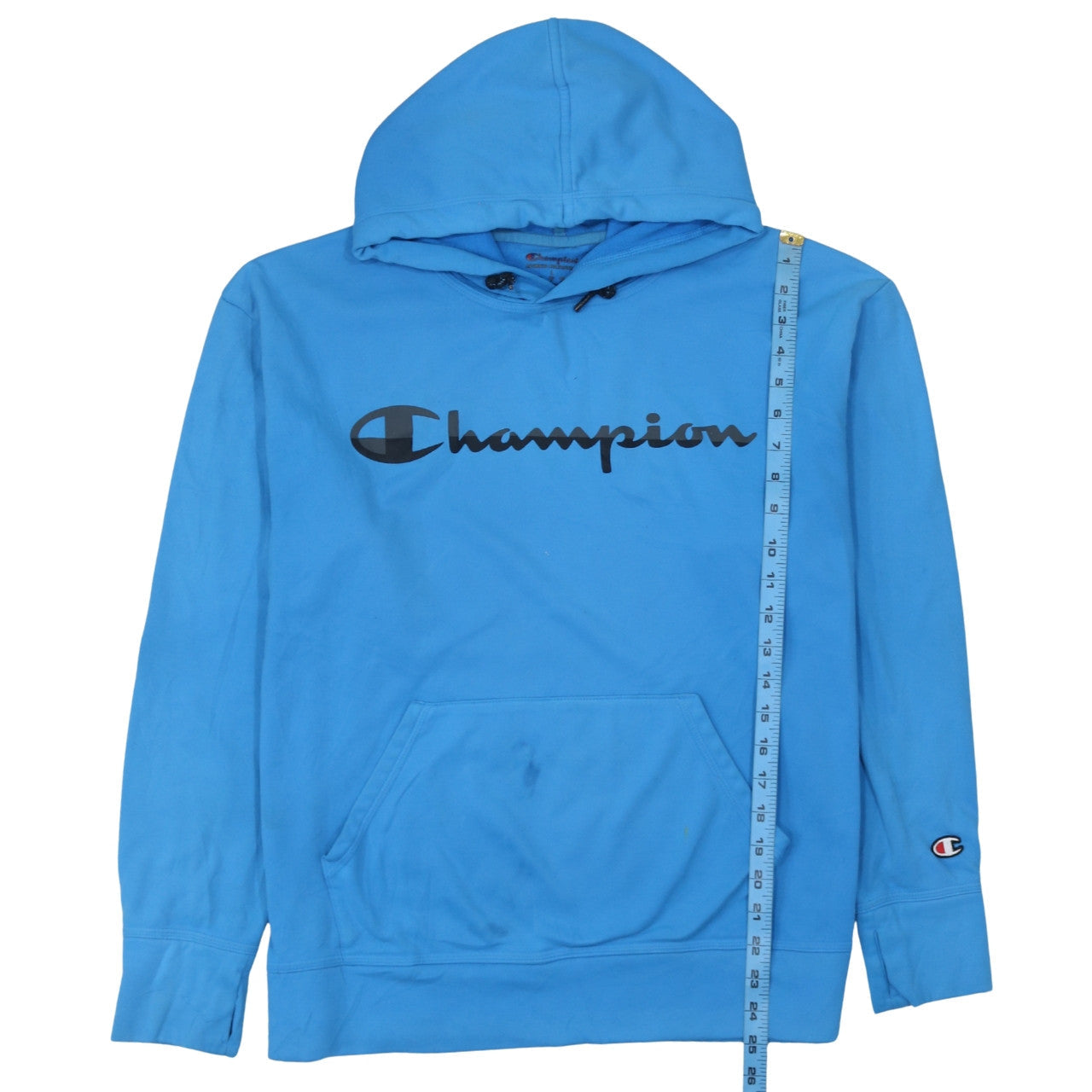 Champion Men's Blue Pullover Hoodie L Regular Fit Logo