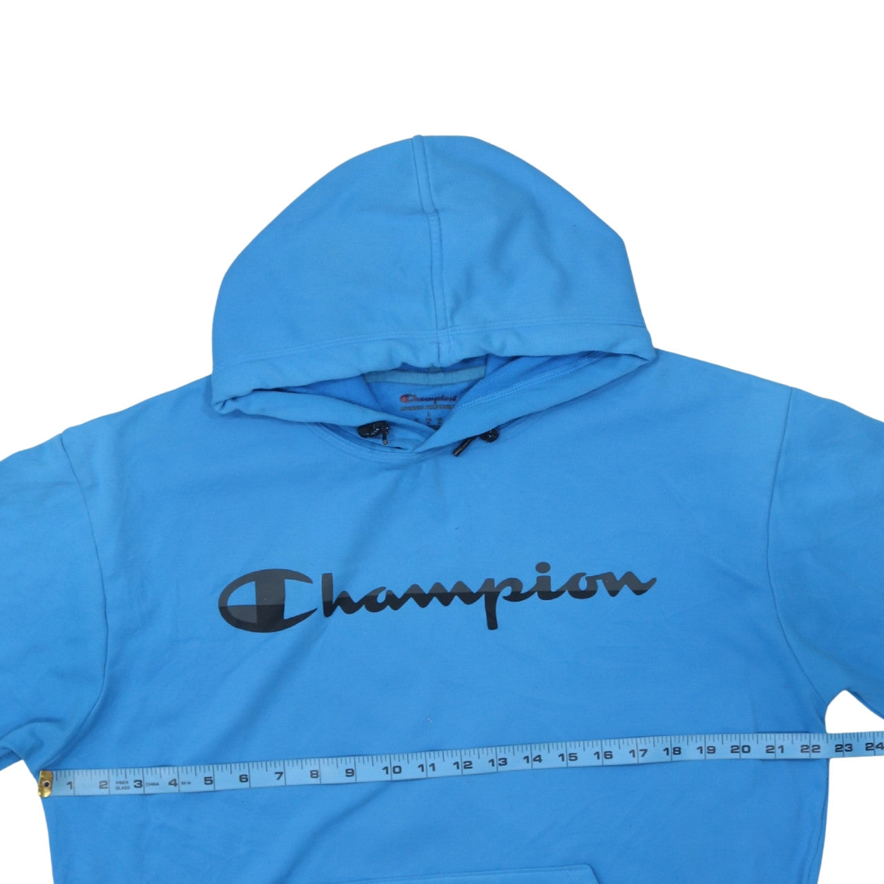 Champion Men's Blue Pullover Hoodie L Regular Fit Logo