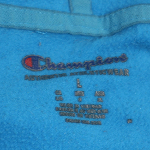 Champion Men's Blue Pullover Hoodie L Regular Fit Logo