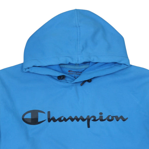Champion Men's Blue Pullover Hoodie L Regular Fit Logo