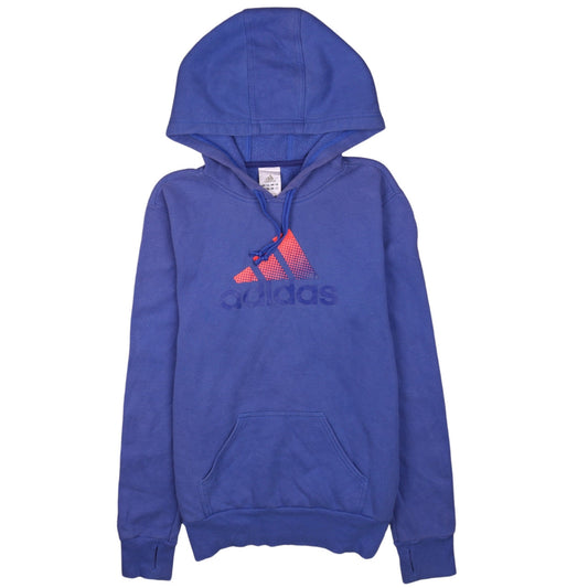 Adidas Women Blue Pullover Hoodie Small Logo Casual Sportswear