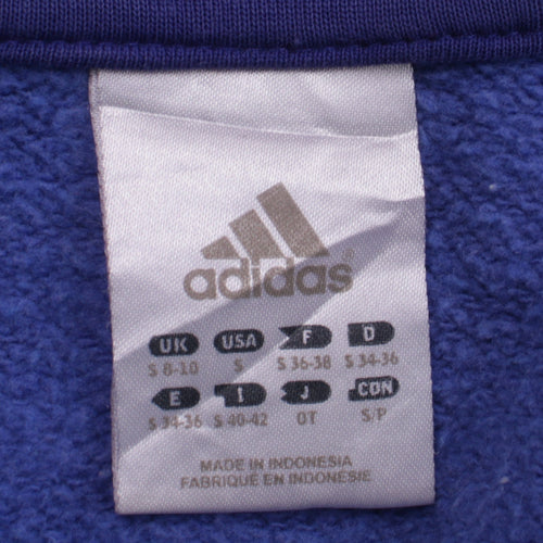 Adidas Women Blue Pullover Hoodie Small Logo Casual Sportswear