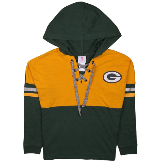NFL Teens Green Bay Packers Girls Large Green & Yellow Lace-Up Hoodie