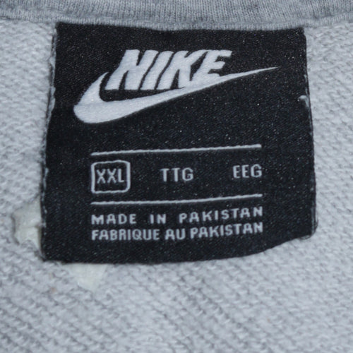 Nike Men's Grey 2XL Pullover Hoodie with Logo Print