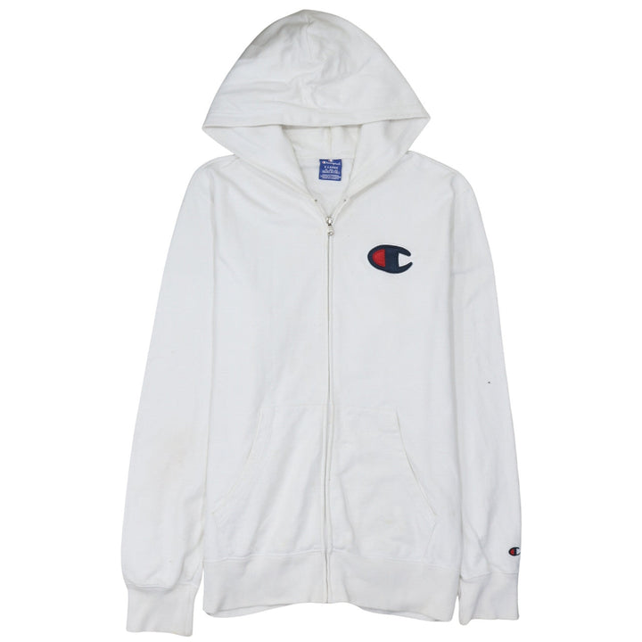 Champion Men's White XL Full Zip Hoodie Cotton Logo Sweatshirt