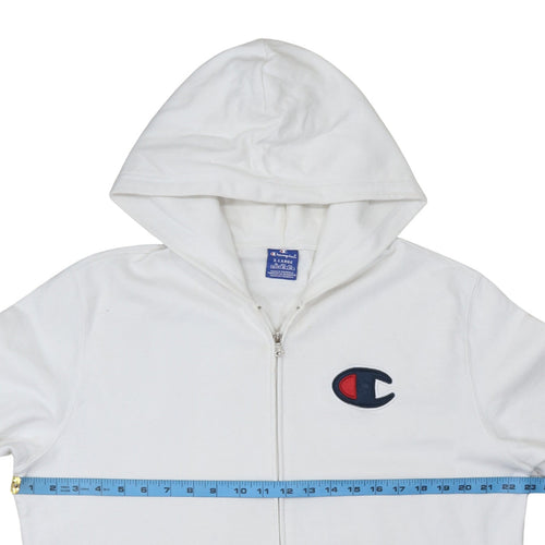 Champion Men's White XL Full Zip Hoodie Cotton Logo Sweatshirt