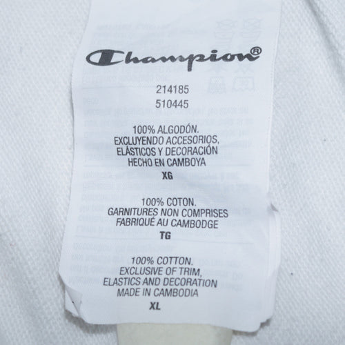 Champion Men's White XL Full Zip Hoodie Cotton Logo Sweatshirt