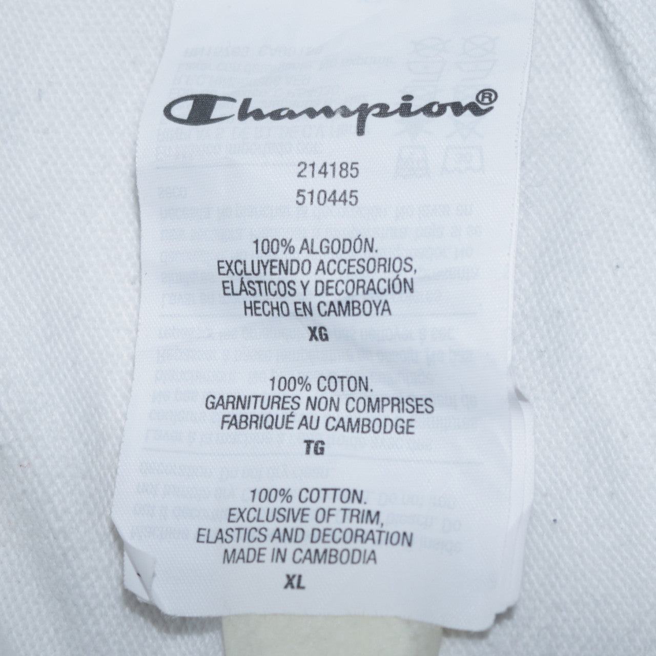 Champion Men's White XL Full Zip Hoodie Cotton Logo Sweatshirt