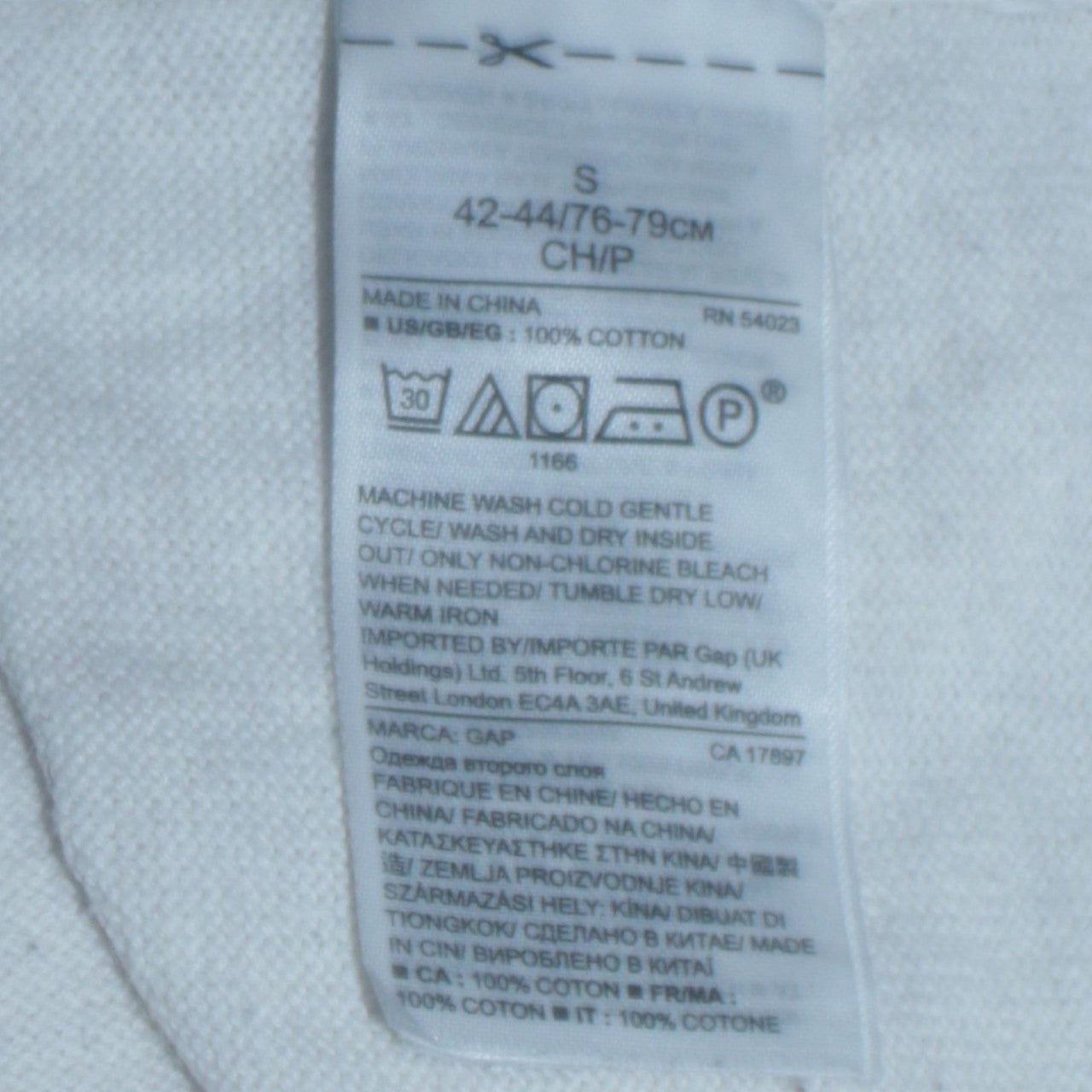 GAP Men’s White Cotton Crew Neck Pullover Jumper Size S