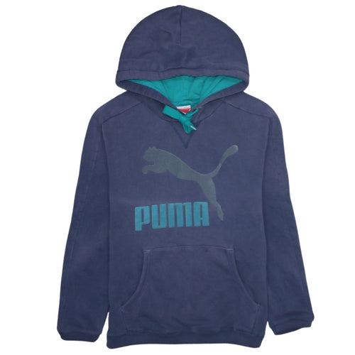 Puma Men's Blue Pullover Hoodie S Regular Fit Logo Graphic