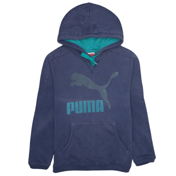 Puma Men's Blue Pullover Hoodie S Regular Fit Logo Graphic