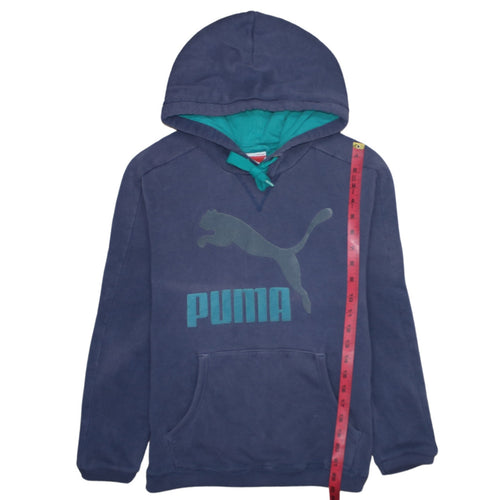 Puma Men's Blue Pullover Hoodie S Regular Fit Logo Graphic