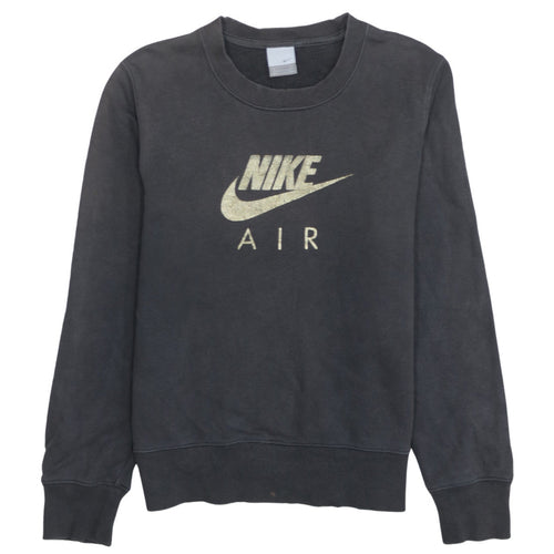 Nike Women Black Gold Logo Crew Neck Pullover Sweatshirt M