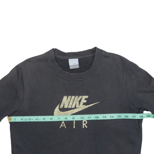 Nike Women Black Gold Logo Crew Neck Pullover Sweatshirt M