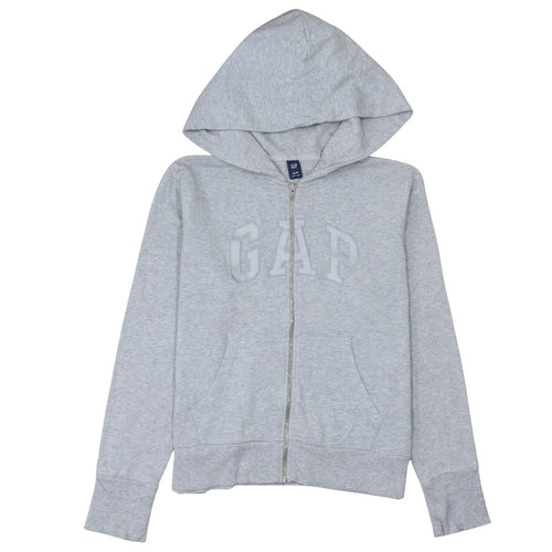 GAP Men's Grey Full Zip Hoodie XL Cotton Classic Logo Sweatshirt