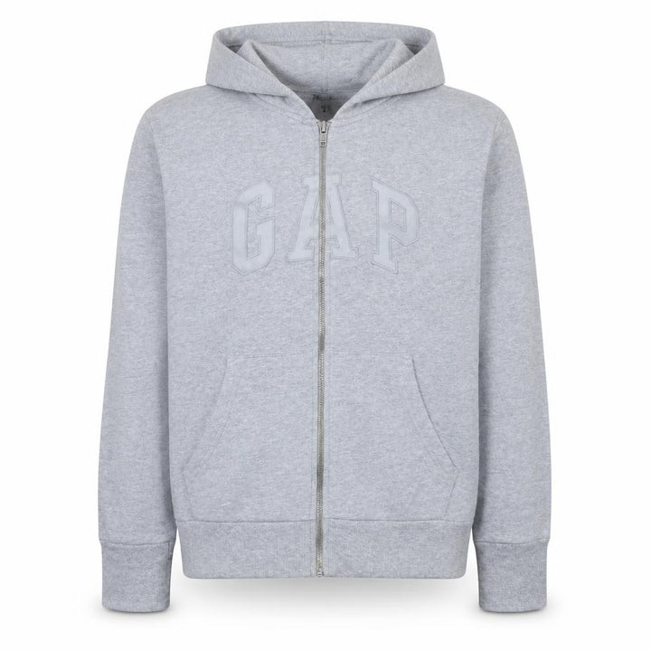 Gap Men's Grey Full Zip Hoodie XL Cotton Classic Logo Sweatshirt