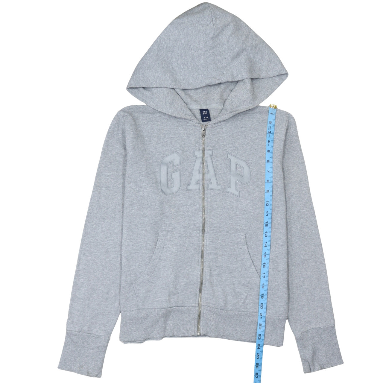 GAP Men's Grey Full Zip Hoodie XL Cotton Classic Logo Sweatshirt