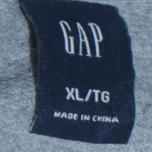 GAP Men's Grey Full Zip Hoodie XL Cotton Classic Logo Sweatshirt