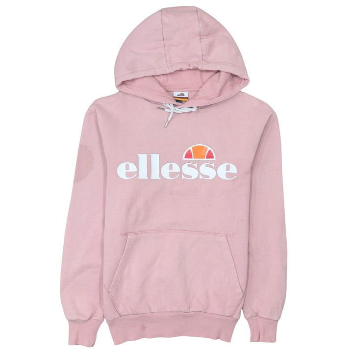 Ellesse Womens Pink Pullover Hoodie UK 8 Cotton Blend Logo Sweatshirt